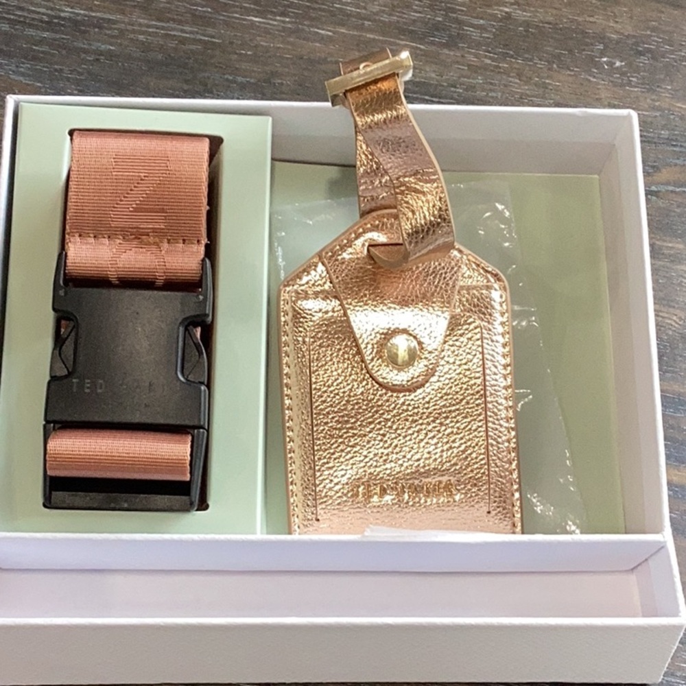 Ted Baker London Webbing Luggage Strap and Metallic Tag New in Box